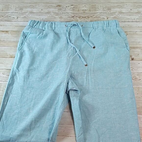 NEW NWT Charlie Paige Linen Pants Pull-On Drawstring 405439 Sizei Medium - Picture 3 of 9
